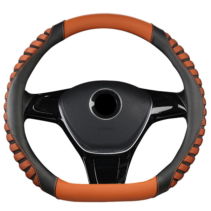 DERMAY D-förmiger Auto-Lenkradbezug aus Leder + Eisseide für Volkswagen VW Passat 2016 2017 2018, Autozubehör