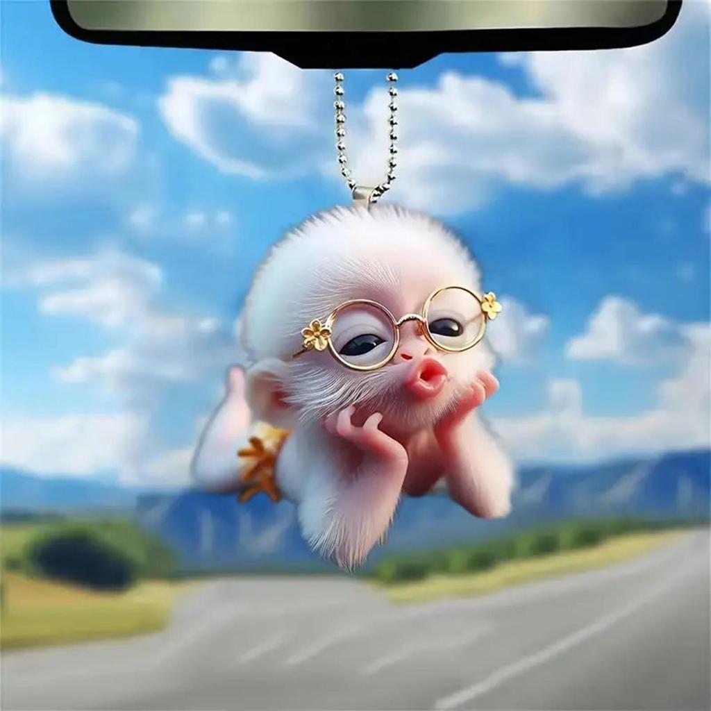 2D Monkey Acrylic Hanging Decoration Home Office Backpack Car Rearview Mirror Lying Monkey Hanging Ornament Cartoon Animal Pendant