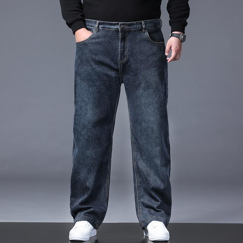 

Прямые широкие мужские джинсы оверсайз Осенние брюки свободного кроя с широкими штанинами Мужские универсальные брюки в стиле business casual для среднего возраста 46