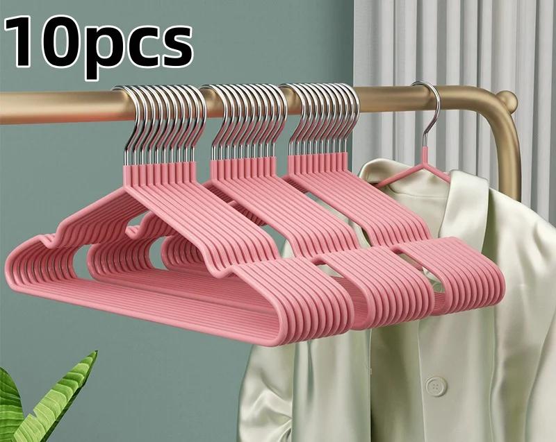 10 Non-slip Coated Metal Suit Hangers Heavy Duty Hangers Metal Shirt Hangers Traceless Simple Hangers Multifunctional Hangers