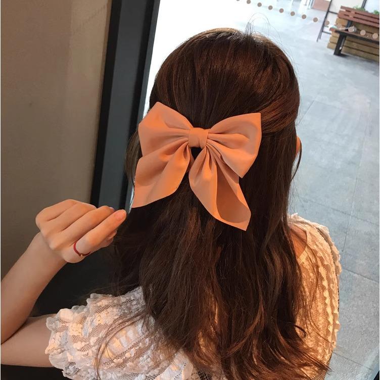 Solid Color Bow Duckbill Hair Clip - Korean/Japanese Style Women's Headdress