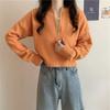 Small Casual Style Design Zipper Sweater Women's Autumn and Winter Loose Pullover Knitting
