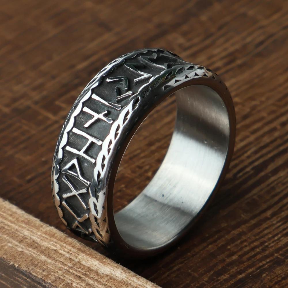 Vintage Viking Men Rings Stainless Steel Ethnic Belief Nordic Odin Compass Tree of Life Valknut Ring Amulet Jewelry