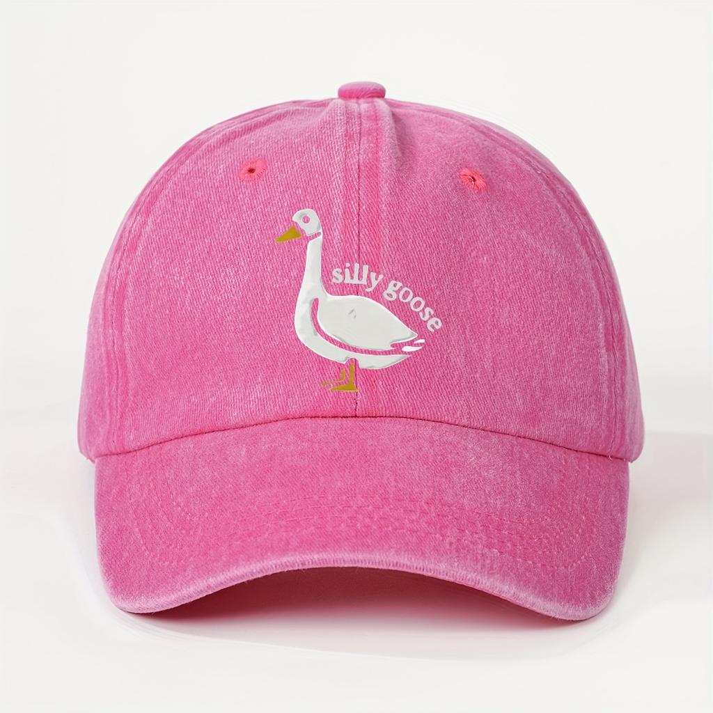 SILLY GOOSE Printed Casual Trendy UnisexS Washed Vintage Baseball Cap Fashionable Outdoor Urban Style Unisex Dad Hat Suitable fo