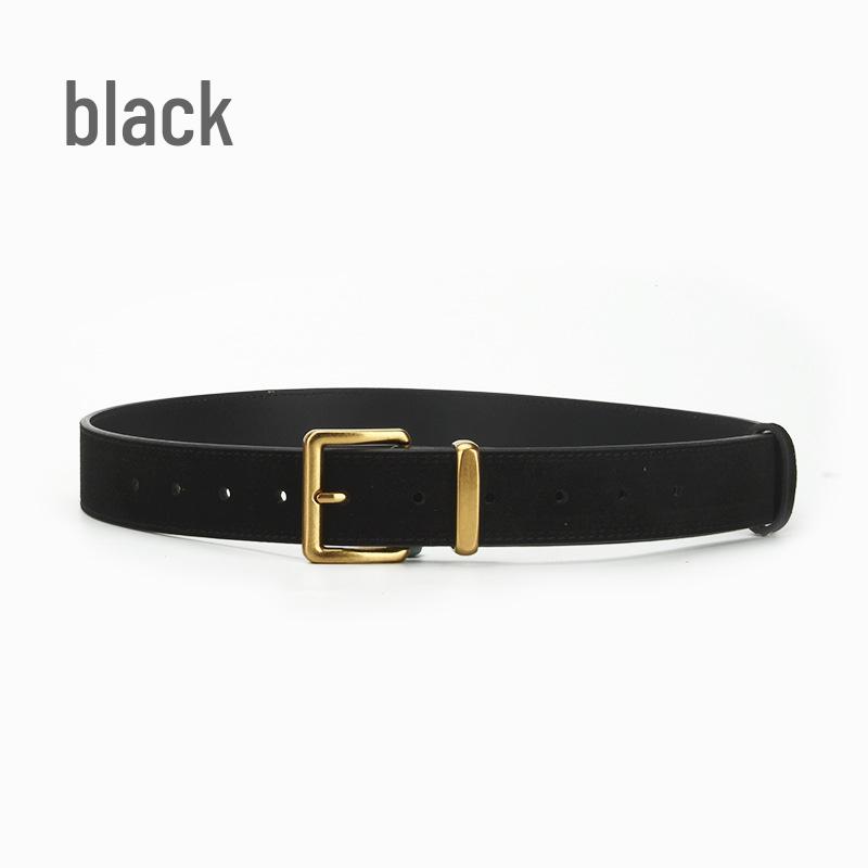 Women's Fashion Simple Versatile Suede Leather Waist Belt with Jeans Decoration