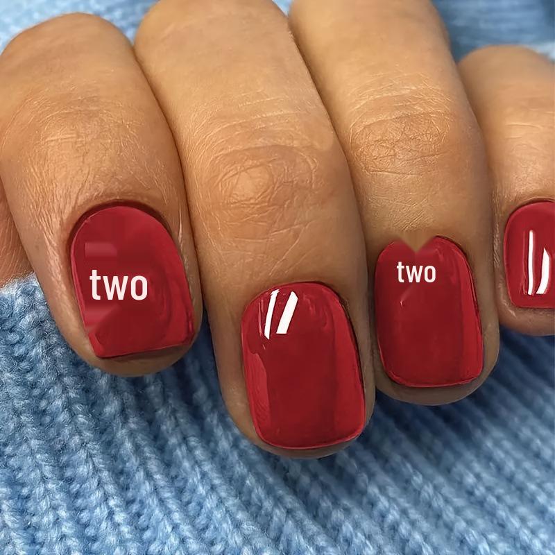 

2024 Trendy Dark Red Removable Square Nail Art Set