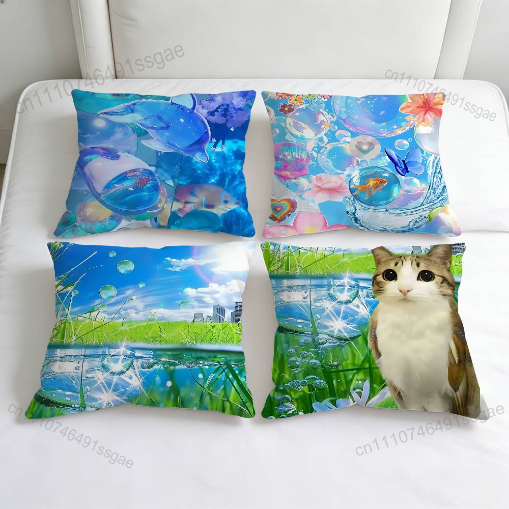 FFrutiger Aero Art Decorative Square Pillow Cover Soft Comfortable Pillow Case Sofa Bed Home Decoration