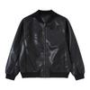 Mens PU Leather Jacket Streetwear Loose Fit Baseball Coat Fall Winter Casual Punk Style