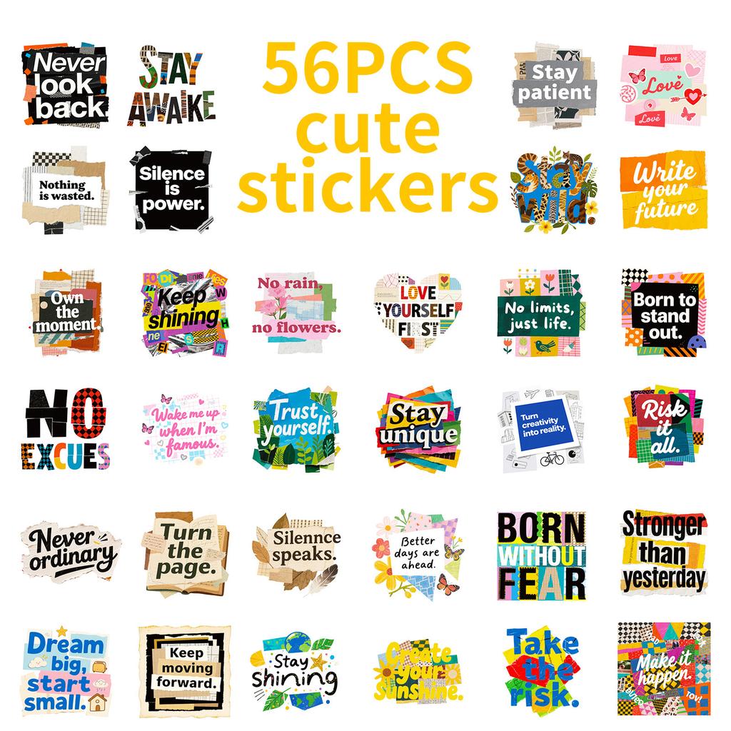 56 Inspirational Splicing Text Graffiti Stickers Creative Trend Decorative Waterproof Stickers
