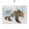 Landscape Forest Bear Fox Wolf Nordic Abstract Posters And Prints Wall Art Canvas Painting Nordic Animal Wall Pictures For Kids