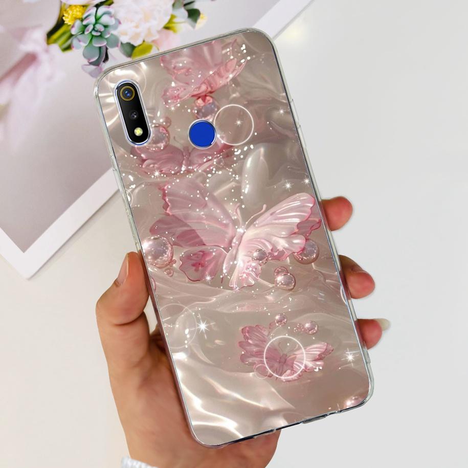 For Realme 3 Pro Case Soft Silicone Marble Butterfly Cover For OPPO Realme 3 Pro RMX1851 Coque Realme3 3i RMX1825 RMX1821 Fundas