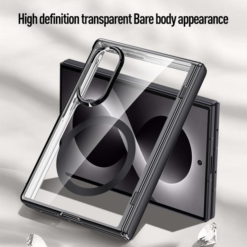 Transparent Magnetic Ring Front Screen Glass Protect Case For Samsung Galaxy Z Fold 8 Ultra Z Fold8 Fold7 Spring Hinged Cover