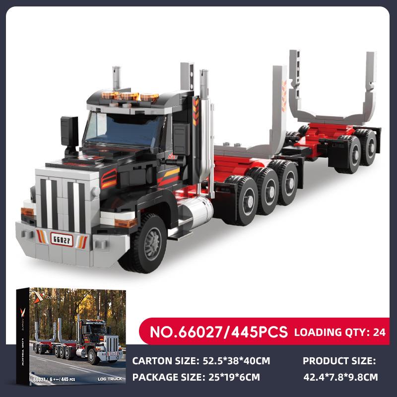 Brick Joy Transportation Truck Series: Semi-Trailer Car Building Blocks for Boys - Small Particle Assembly Toy