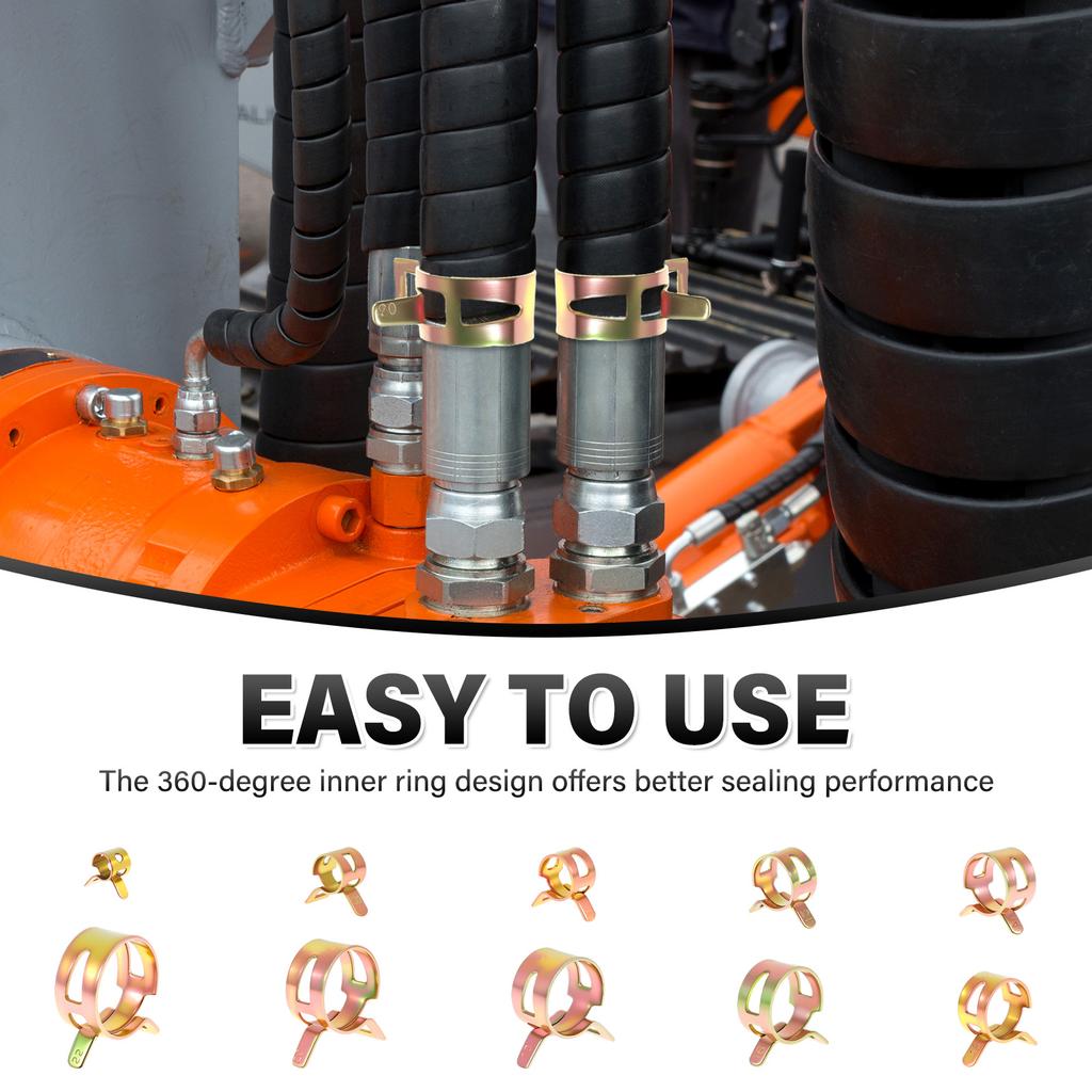 100pcs fuel line hose clamps carbon steel hose spring clamps easy to install reusable fuel line hose clamps