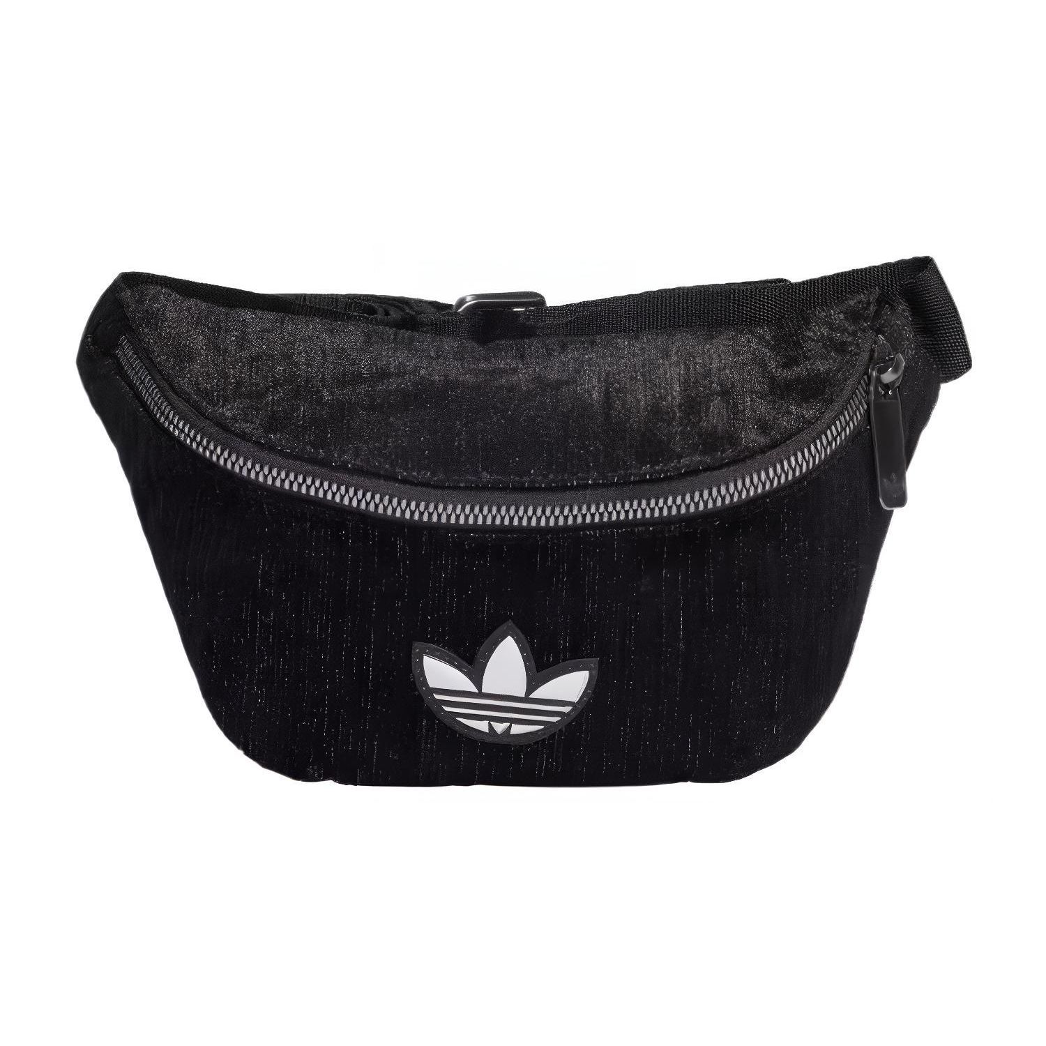 Adidas Originals Three Stripes Sports Casual Zipper Waist Bag Women bags Black II3382 Black