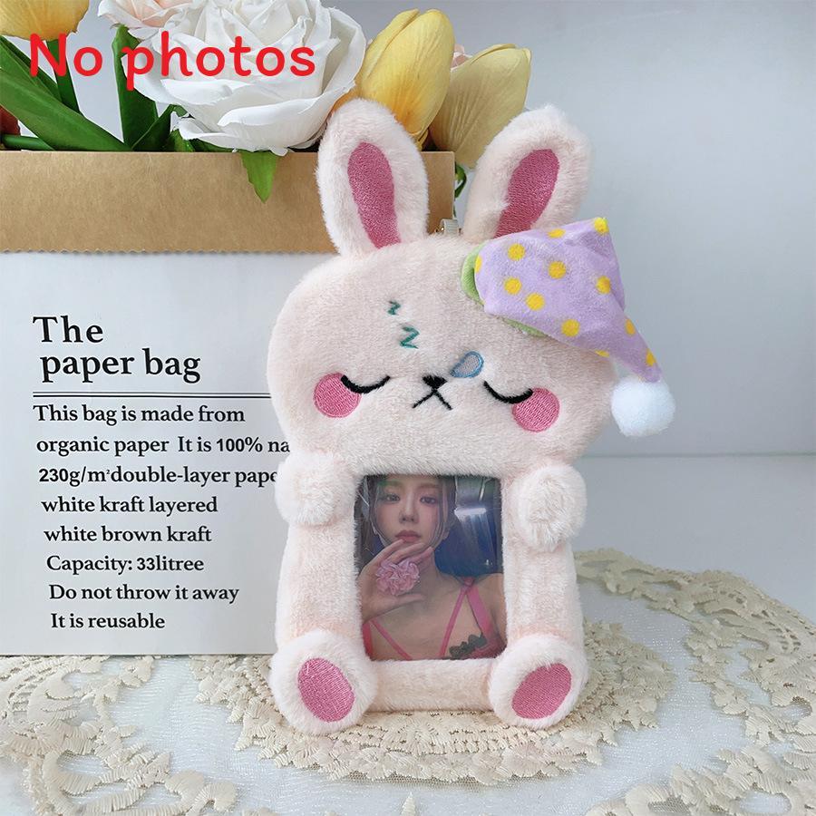 Adorable Sleepy Bunny Plush Card Holder With Transparent Display For Students Sleepy Bunny Purple