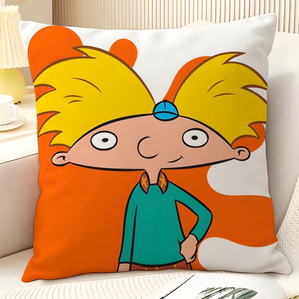 Federa per Cuscino Cartone Animato Anime H-Hey Arnolds 2 Lino Naturale Tessuto Biologico Stampa Double-Sided Divano Decorazione Casa Regalo Federa per Cuscino