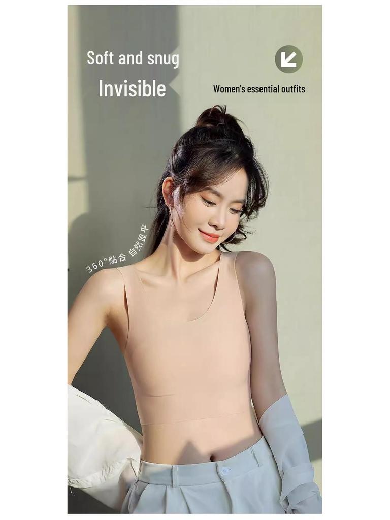 Invisible Ultra-Thin Summer Foundation Tank Top Binder Bra for Women with Big Chest Support