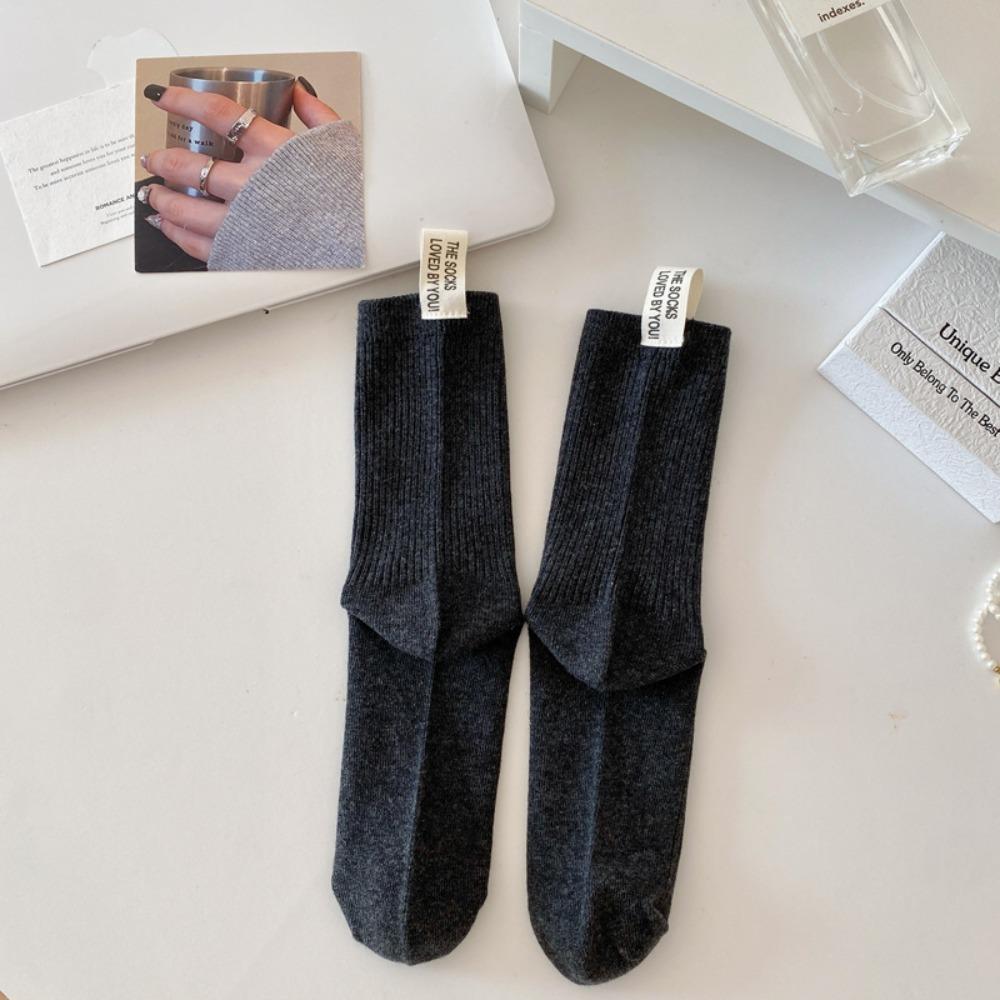 

Heel Fabric Label Mid-Tube Socks Middle Tube Knitted Socks Fashion Snow Boot Socks Fall темно-сірий колір