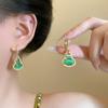 Real gold electroplated zircon gourd pendant ear buckle new versatile earrings light luxury high-end earrings women