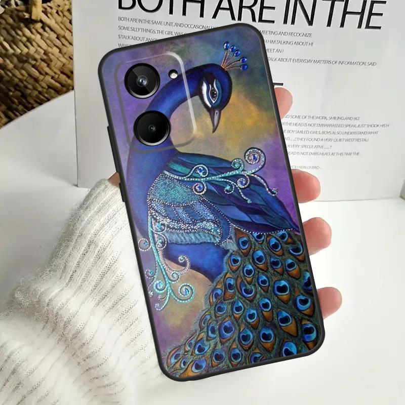 

Чехол с изображением перьев павлина для Realme C67 C55 C53 C51 C35 C33 C31 C30 C25s C21Y GT Neo 5 GT5 9 10 11 12 Pro Plus Realme C35