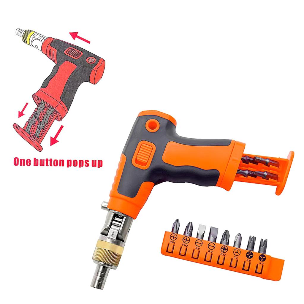 16-in-1 Multi Screwdriver Set Multi Angle Electric Screwdriver Guns with Magnetic Bit Magazine Manual Screwdriver Set
