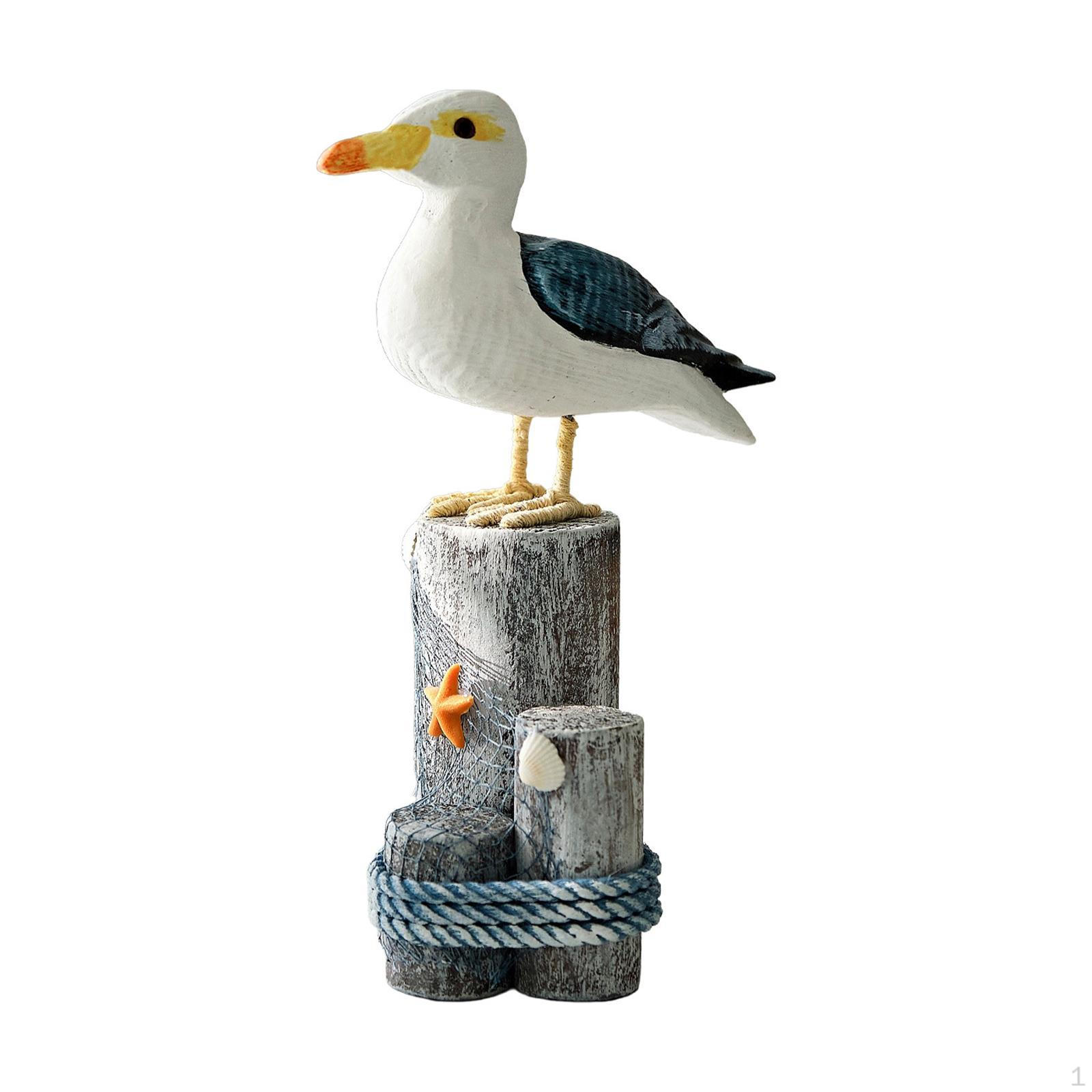 Sea Bird Figurine Seagull Statue on Base Mediterranean Art Crafts Cute Tabletop Ornament Sculpture