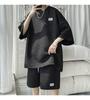 ANGELCITY Summer Plus Size Short and and Summer L951 Men's Set, Sweatshirt, Jersey, Sleeves, Shorts, T-Shirt Shorts, 2-Piece Set, Sportswear,