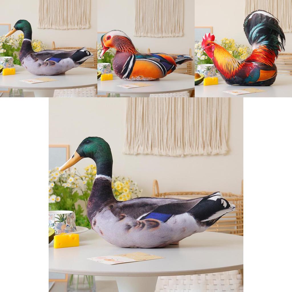 Soft Plush Animal Pillow With Realistic Design Featuring Colorful Rooster Hen And Bird Toys