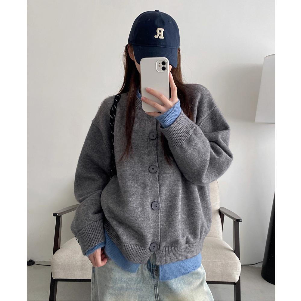 

Cleanfit Retro Two-Piece Cardigan Henley Sweater for Couples L (110-130 lbs) сірий колір