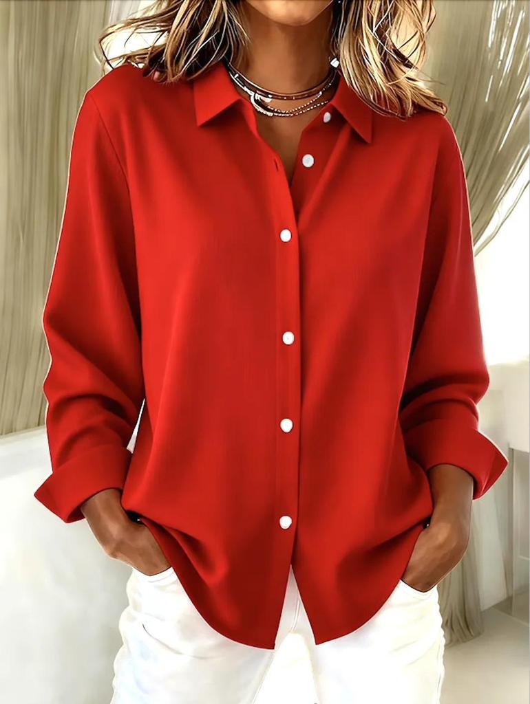 2026 Summer European & American Women's New Solid Color Simple Long-Sleeved Shirt