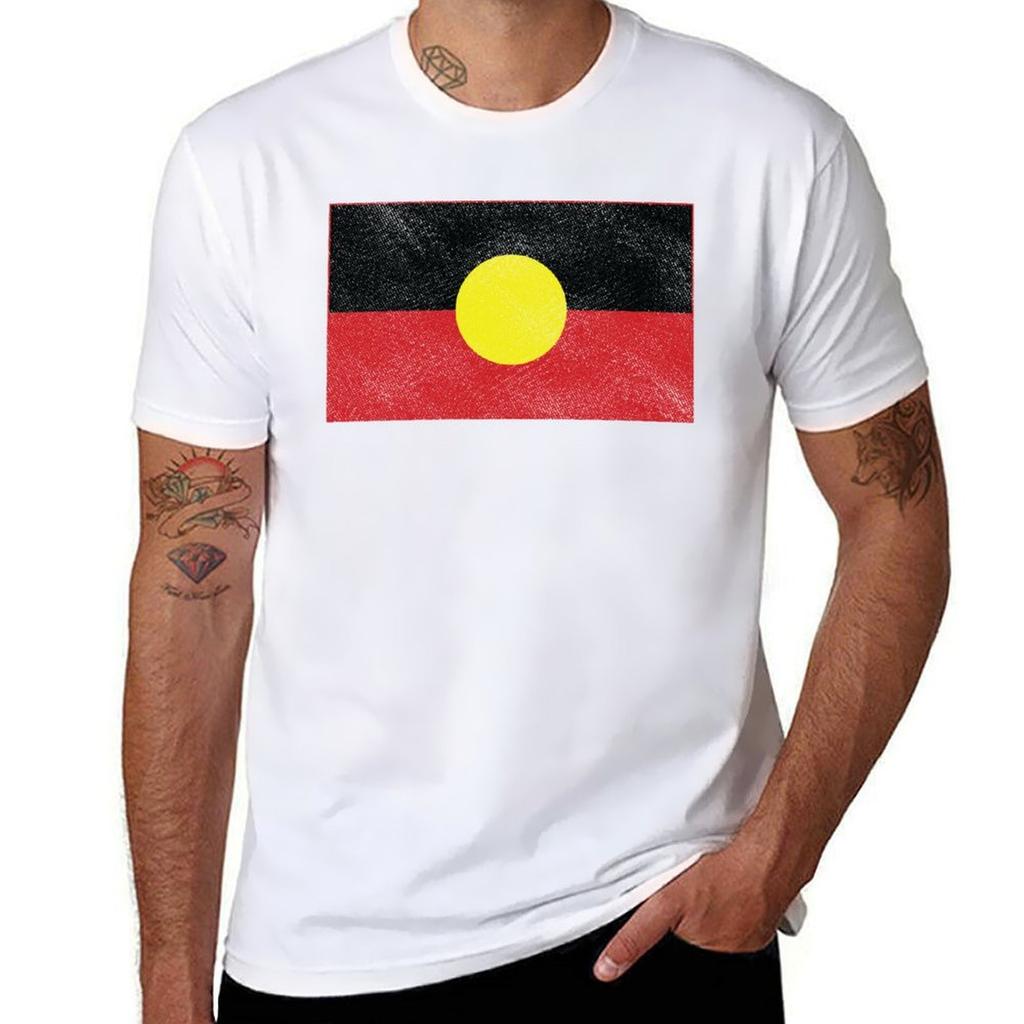 Distressed Aboriginal Flag TShirt Work Outdoor Short Sleeve Tee