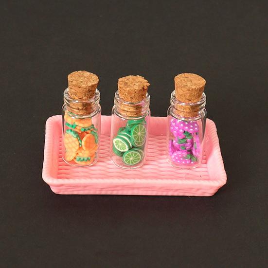 12Pcs Doll Houses Accessories Miniature Fruit Jars 1/12 Scale Realistic Fruits In Glass Jar for Fairy Garden Doll Houses Kitchen Decor And DIY Crafts