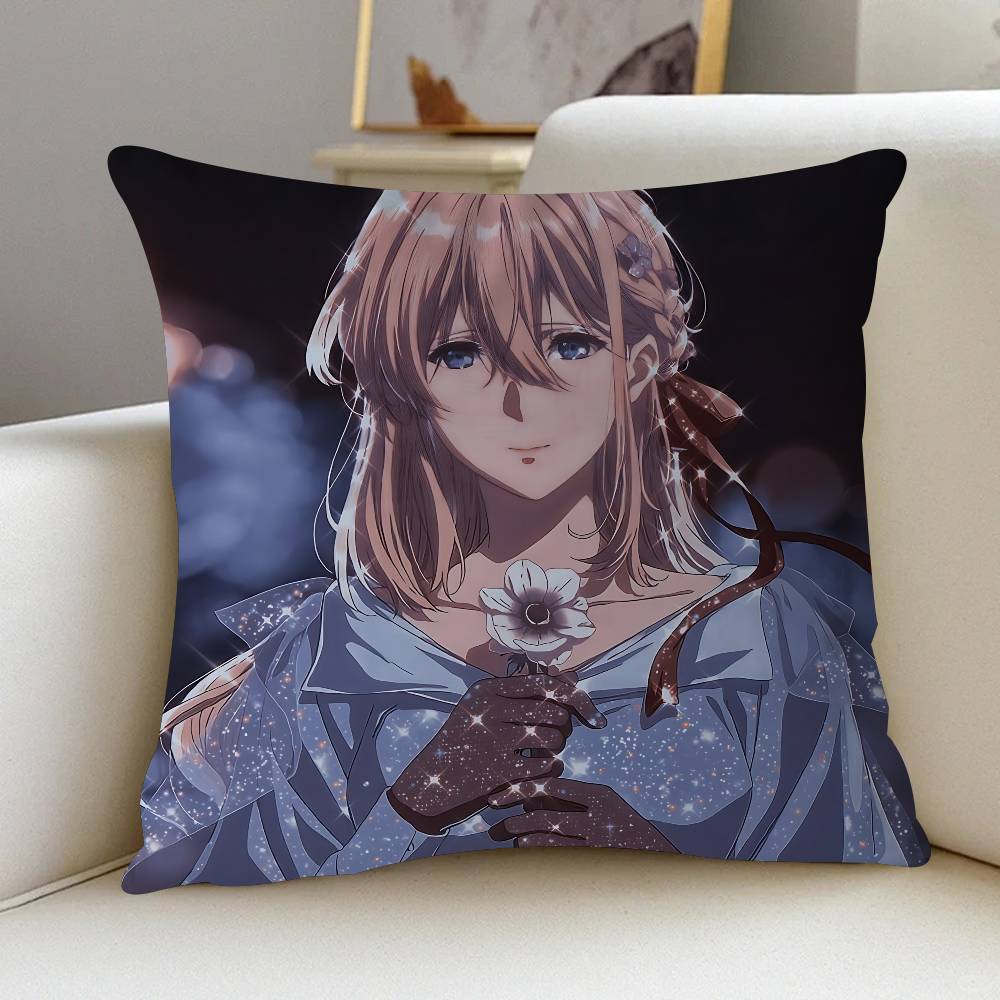 

Violet Self E-Evergarden Stitch Lucky Dragon Pillow Cover Sofa Cushion Cover Home Room Decoration Children Gift 12x12Inch