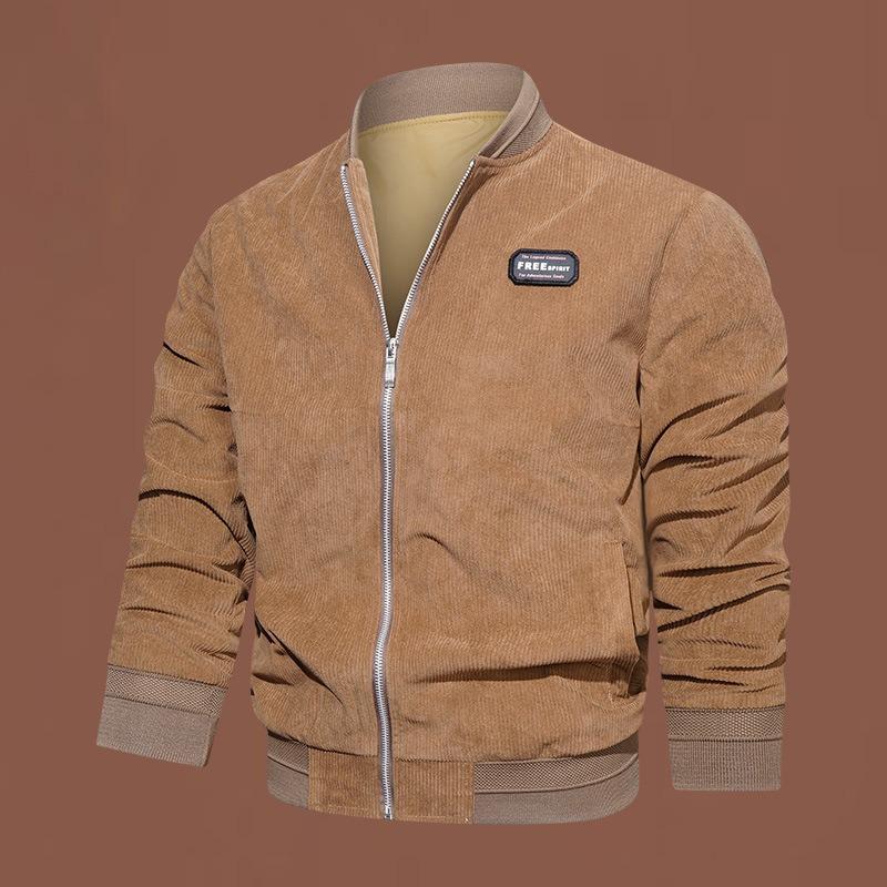 Corduroy Jacket Men's Spring and Autumn New Retro Baseball Collar Jacket Green Business Casual Men's Fashion