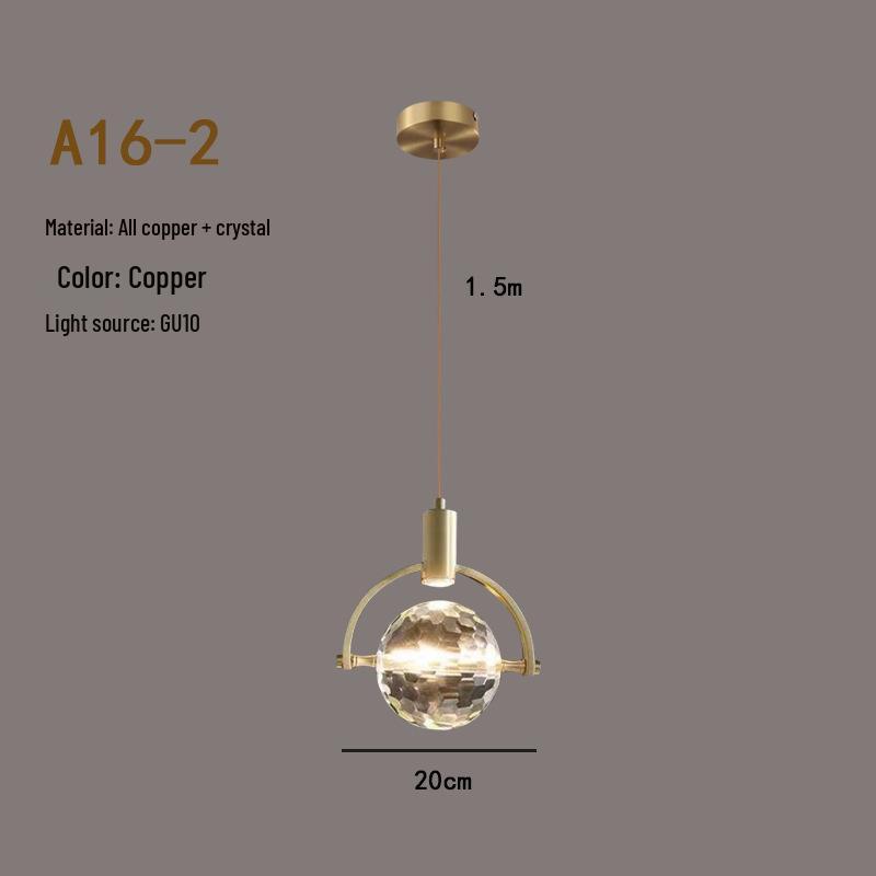 Luxury All-Copper Crystal Chandelier Pendant for Restaurants and Bedrooms