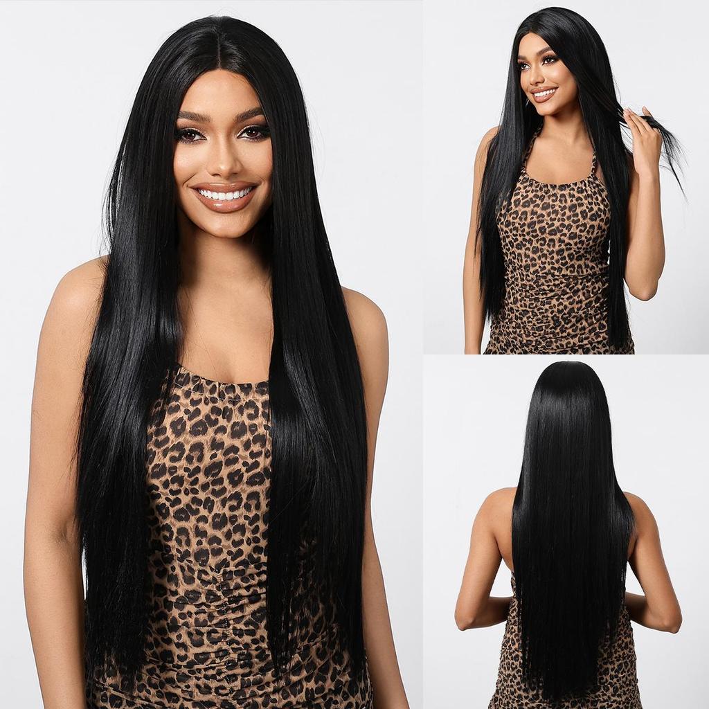 ALAN EATON Lange synthetische gerade Ombre Ash Platinum Blonde Lace Front Perücken für Frauen Cosplay Party High Density Hair Hitzebeständig