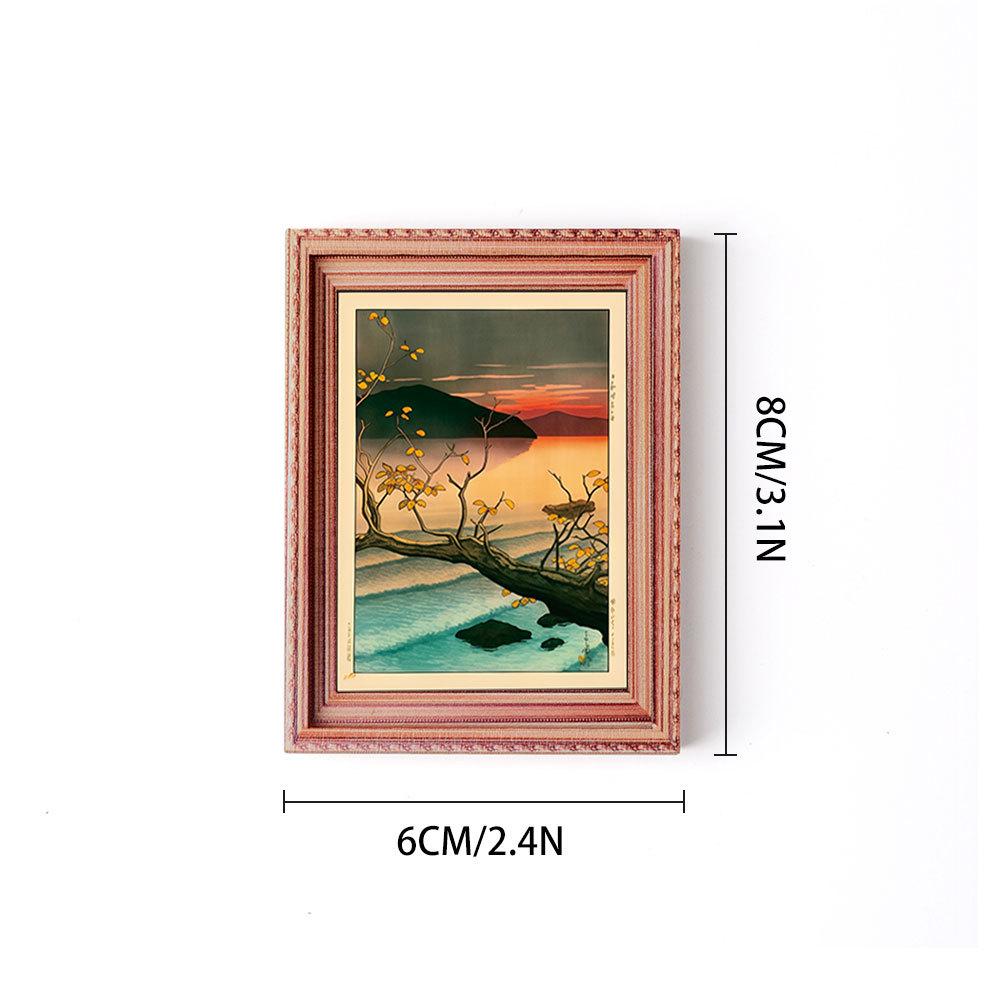Floating World 3D Wood Carving Photo Frame Magnet: Wooden Home Décor, Poster, and Refrigerator Tile.
