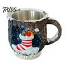Christmas Mug Decorations Theme with Stainless Steel Liner, 3D Relief Hand Creative Holiday Gifts Painted Resin Coffee Cup, Decorative Drinkware