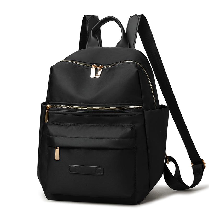Casual Nylon Backpack Purse with Multiple Front Zipper Pockets Top Handle Everyday Daypack for Women