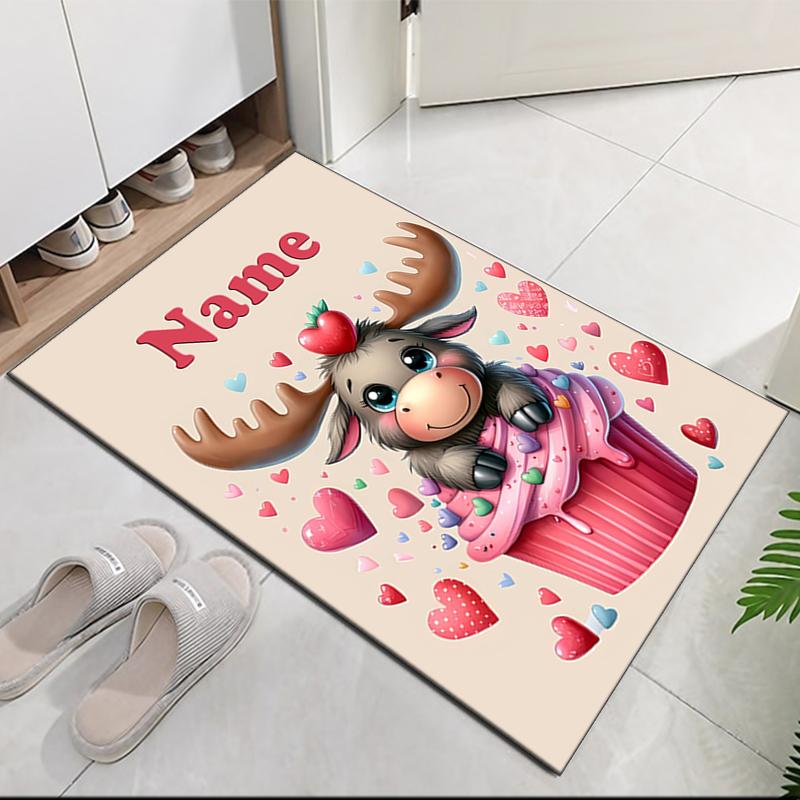 Custom Name Christmas reindeer Printed Carpet, for Office Chair Living Room Bedroom Kitchen Room Decor Gifts.