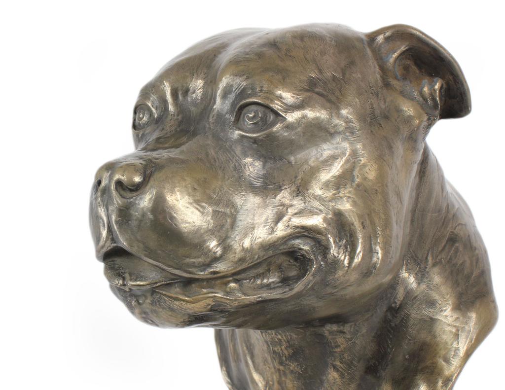 Staffordshire Bull Terrier, Staffik, Staffi - Dog Bust, Large Figurine, Dog Head On a Stone Base, Office Ornament from the Art-Dog Brand