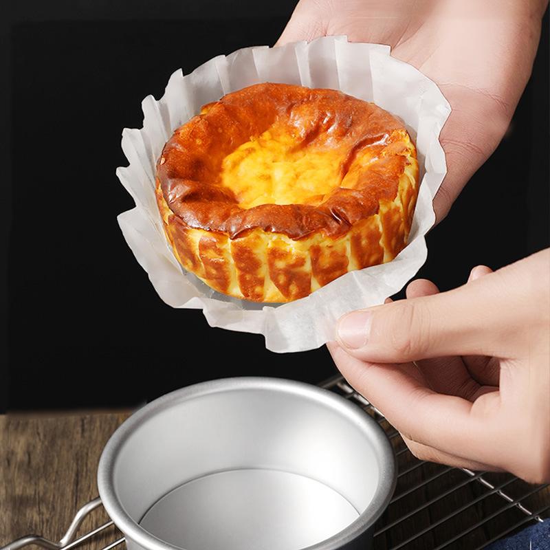 50 Sheets 3.5/4/5/6/8 Inch Basque Cheesecake Oil Paper Tray Non-Stick With Ruffled Edges Mousse Cake Wrapper Easy Demoulding