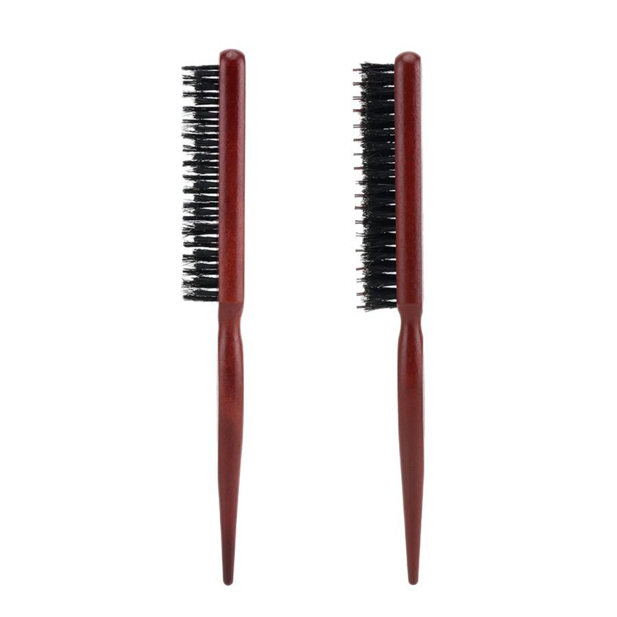 Triple Row Pig Bristle Hairdressing Comb with Pointed Tail and Nylon Teeth