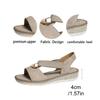 Large-sized Women's Slippers, Metal Buckle Decorated Hemp Rope Wedge Heel Fish-mouth Sandals for Women