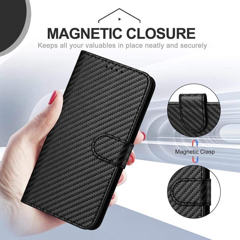 Wallet Flip Carbon Fiber Case For Samsung Galaxy S10 S9 S8 S10E Note10 Plus Note20 Ultra Note9 Note8 S7 Edge Magnetic Cover Etui