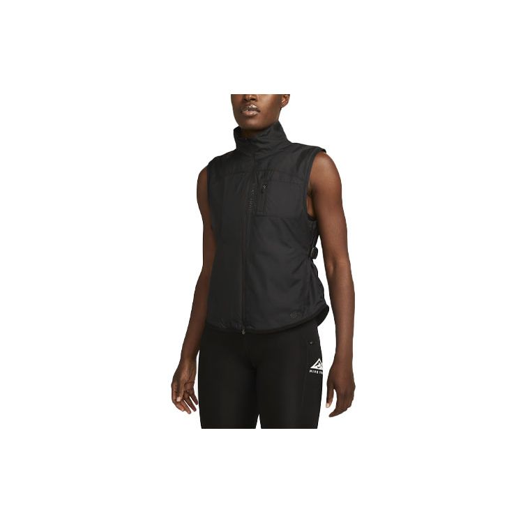 Nike Trail Repel Solid Color Stand Collar Zipper Sleeveless Vest Women vests Black FD0231-010 S