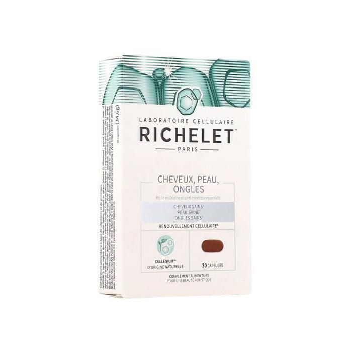 RICHELET Cheveux, Peau, Ongles, Complément Alimentaire, 30 Capsules