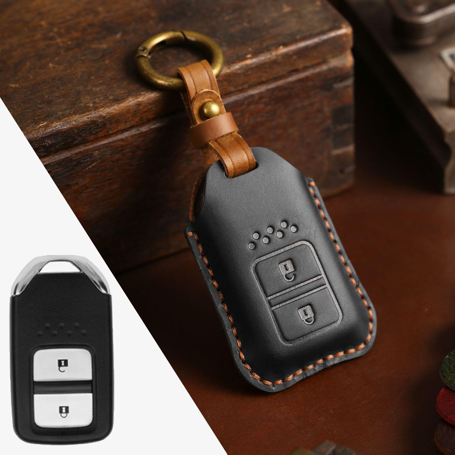 

Кожаный чехол-защита для автомобильного ключа Honda CR-V ACCORD ODYSSEY CIVIC с функцией Keyless Go, брелок, держатель, набор оболочек