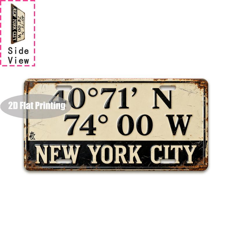 Tin Sign Vintage Durable Metal Plaque Wall Decor Home Office Bar Man Cave European American City Coordinate Birth Year Lice
